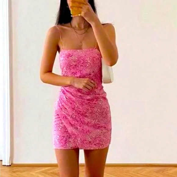 chinese dress ladies Zara Pink Red Linen Floral Sleeveless Button Down Tie Waist Fit & Flare  Dress XS